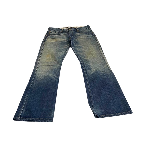 Vintage Levi’s SilverT ab Slim Boot Men's Jeans Blue Leather Trim Studded 34x32 - Picture 2 of 10